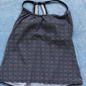 Navy blue and white swimsuit top!